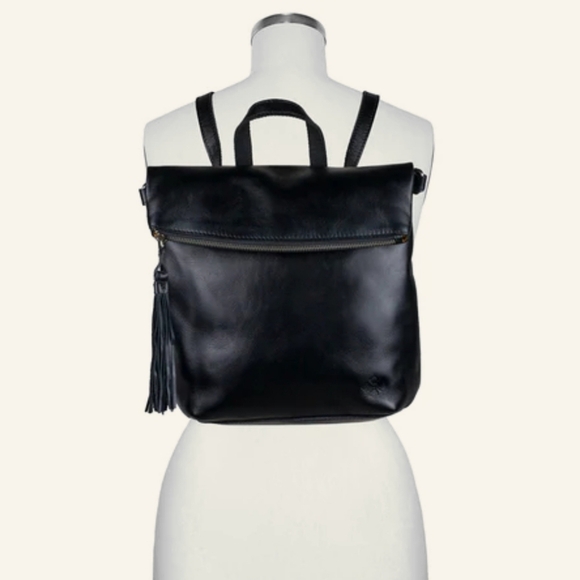 Patricia Nash Navy Croc Leather Luzille Backpack Crossbody Bag Studded Purse - Picture 9 of 9